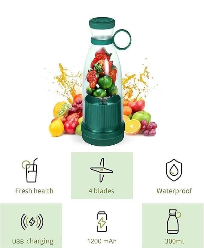 Portable USB Rechargeable Mini Blender for Smoothies & Juice - 380ml Travel Blender