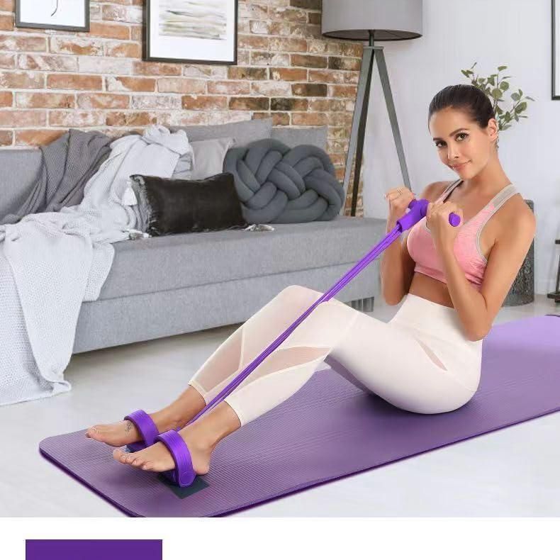 4-Tube Pedal Resistance Band - Sit-Up Puller for Home Workout & Fitness Training