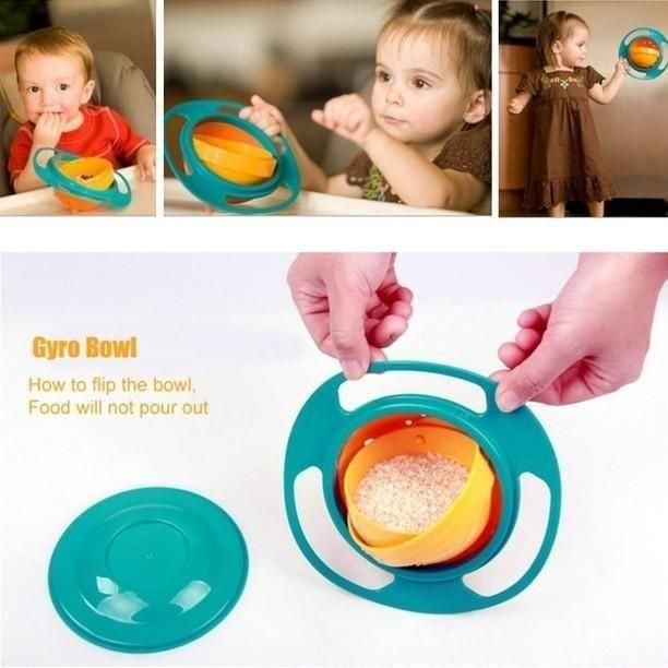 360° Spill-Proof Gyro Bowl for Toddlers - No-Mess Baby Magic Feeding Bowl