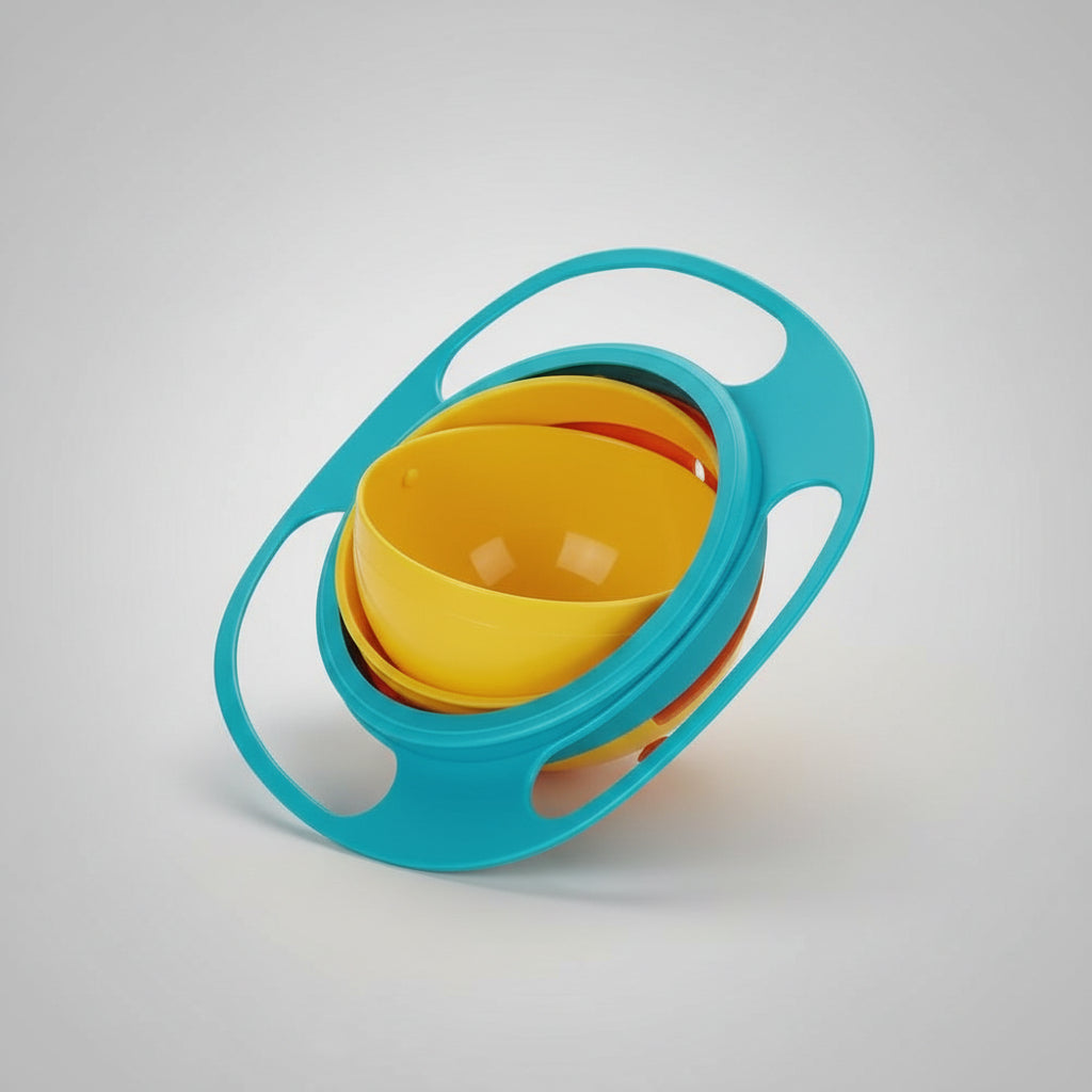 Yellow object with a blue holder on a white background