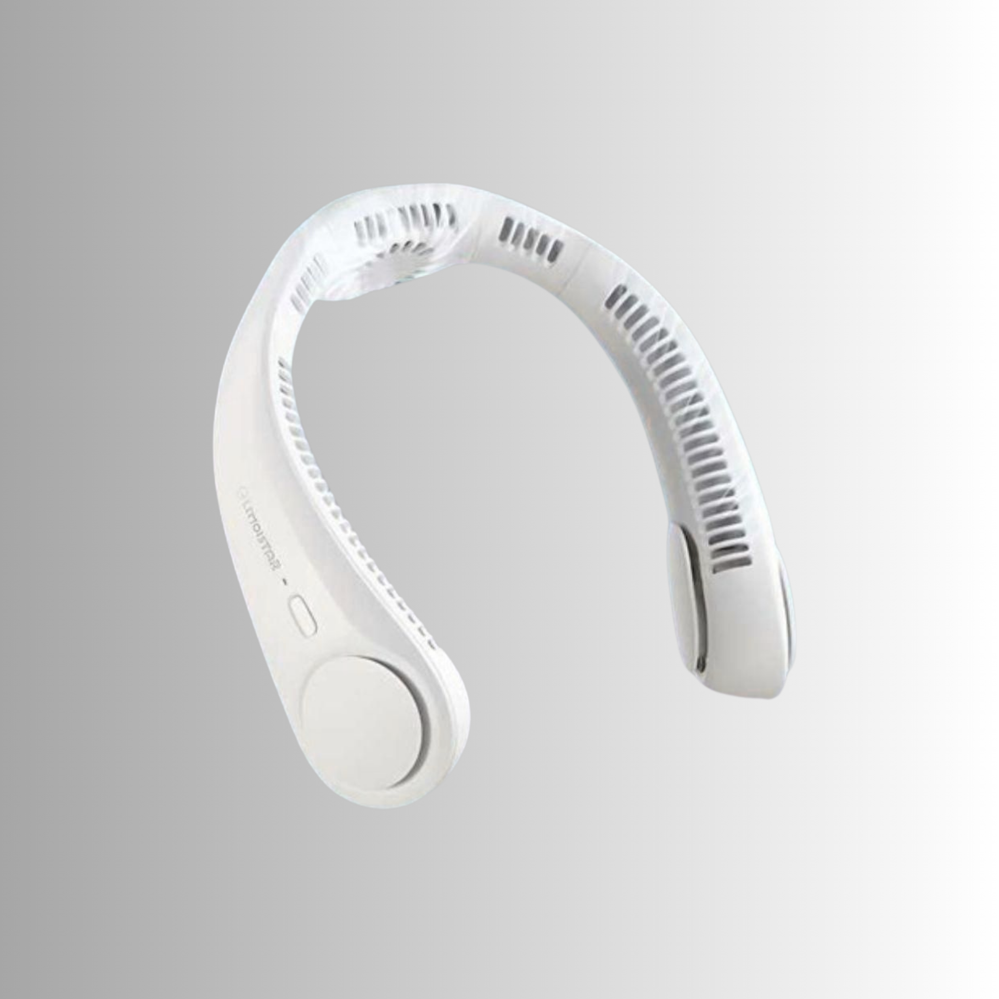 White neck fan on a gray background