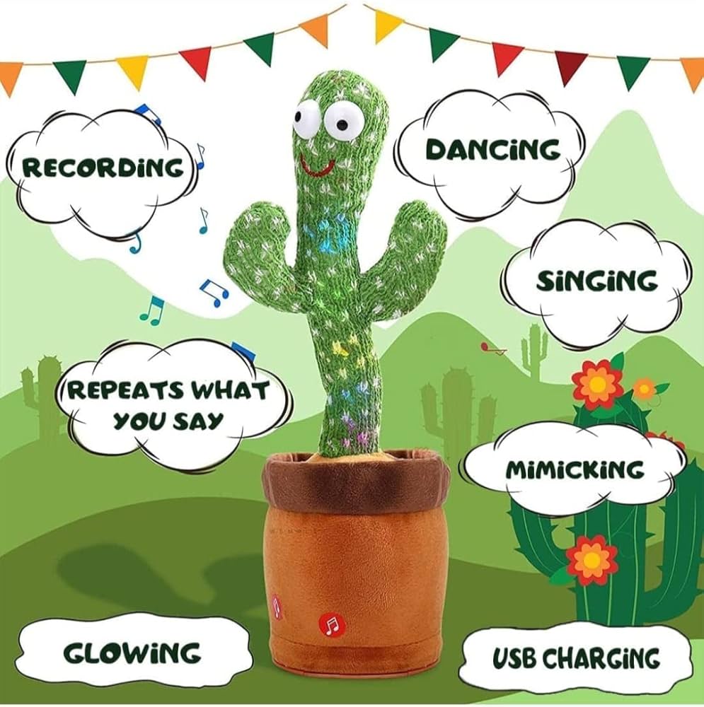 Dancing Cactus Toy - Talking, Singing, LED Musical Mimicry Toy for Kids