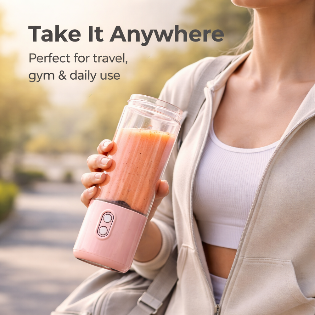 Portable USB Rechargeable Mini Blender for Smoothies & Juice - 380ml Travel Blender
